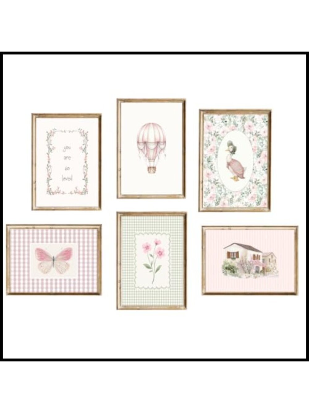 Vintage Nursery Wall Art Prints 6 Set 8x10 Unframed Girls Room Decor